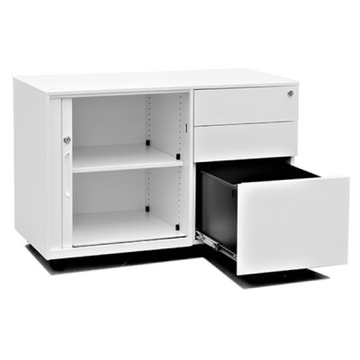 Office storage mobile caddy with tambour door cabinet