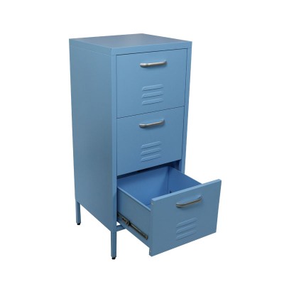 Hot sale blue color 3 drawers steel store cabinet  metal drawers cabinet for home furniture