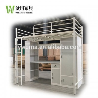 College dormitory bed durniture design knock down metal bunk bed with desk