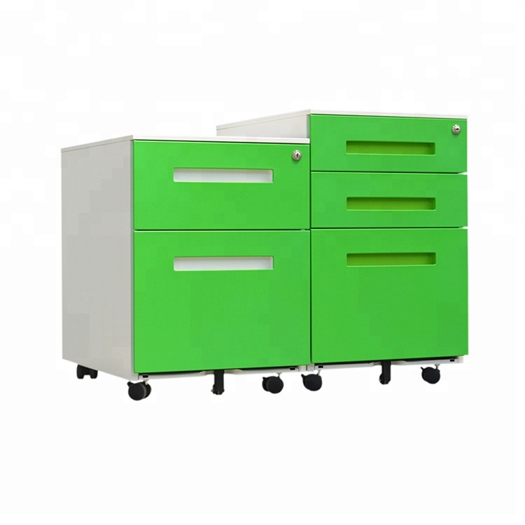 Modern Office 3 Drawer Movable File Cabinet With Lock