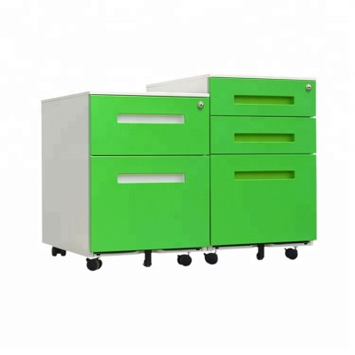 Modern Office 3 Drawer Movable File Cabinet With Lock